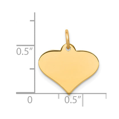 14k Yellow Gold Plain .018 Gauge Engraveable Heart Disc Charm