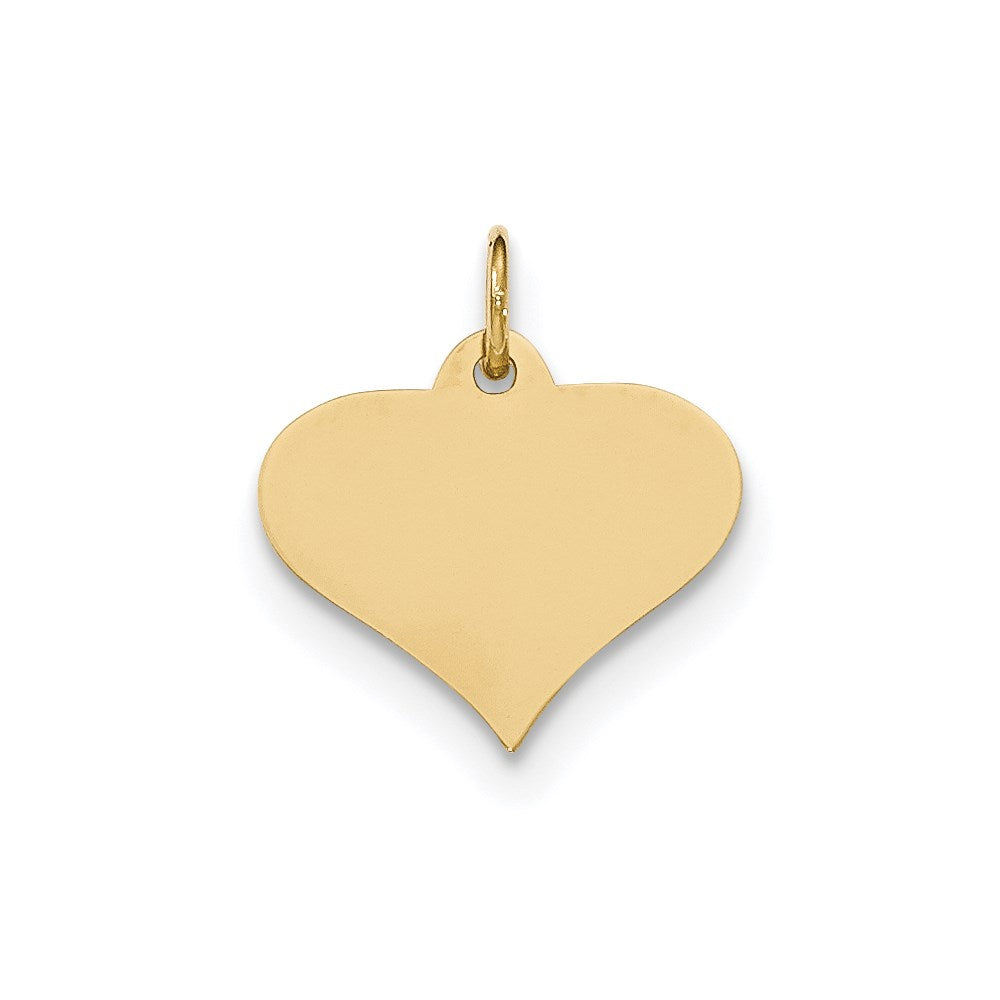 14k Yellow Gold Plain .035 Gauge Engraveable Heart Disc Charm