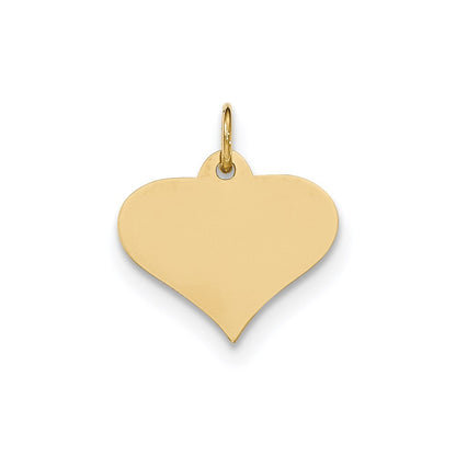 14k Yellow Gold Plain .035 Gauge Engraveable Heart Disc Charm