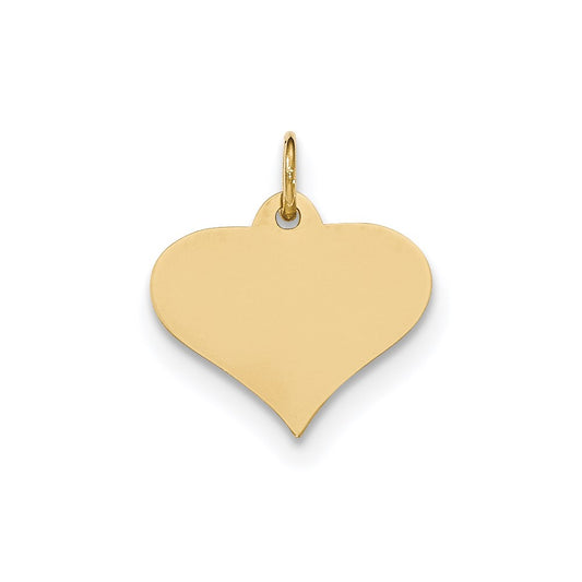 14k Yellow Gold Plain .035 Gauge Engraveable Heart Disc Charm