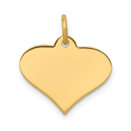 14k Yellow Gold Plain .027 Gauge Engraveable Heart Disc Charm
