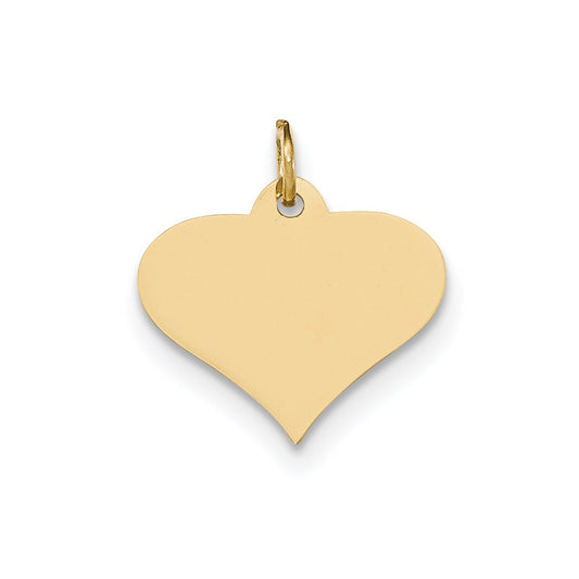 14k Yellow Gold Plain .027 Gauge Engraveable Heart Disc Charm