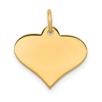 14k Yellow Gold Plain .013 Gauge Engraveable Heart Disc Charm