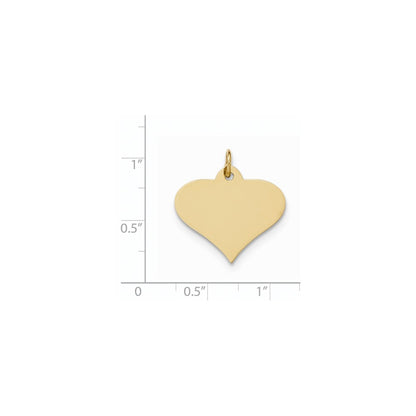 14k Yellow Gold Plain .027 Gauge Engraveable Heart Disc Charm