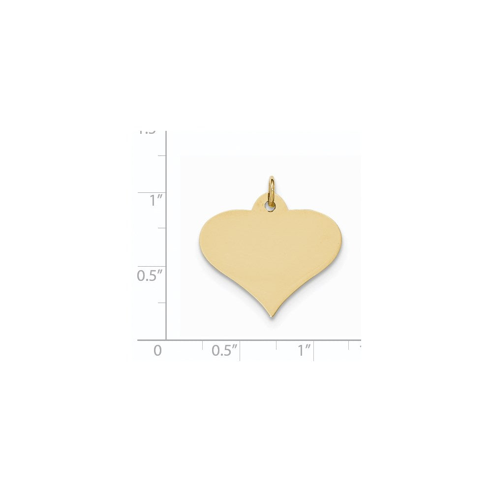 14k Yellow Gold Plain .035 Gauge Engraveable Heart Disc Charm