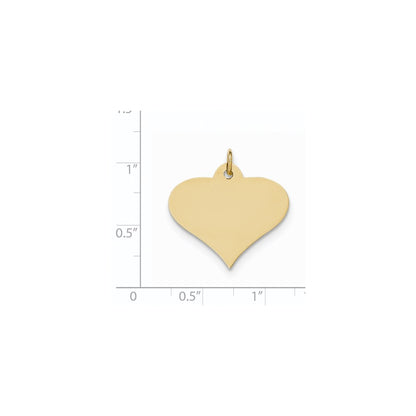14k Yellow Gold Plain .035 Gauge Engraveable Heart Disc Charm