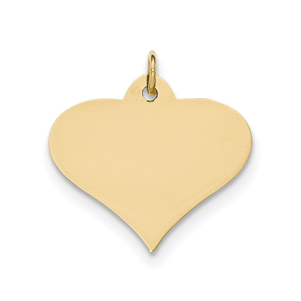 14k Yellow Gold Plain .035 Gauge Engraveable Heart Disc Charm