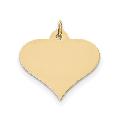 14k Yellow Gold Plain .035 Gauge Engraveable Heart Disc Charm