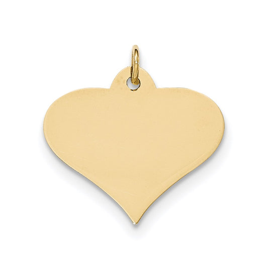 14k Yellow Gold Plain .035 Gauge Engraveable Heart Disc Charm