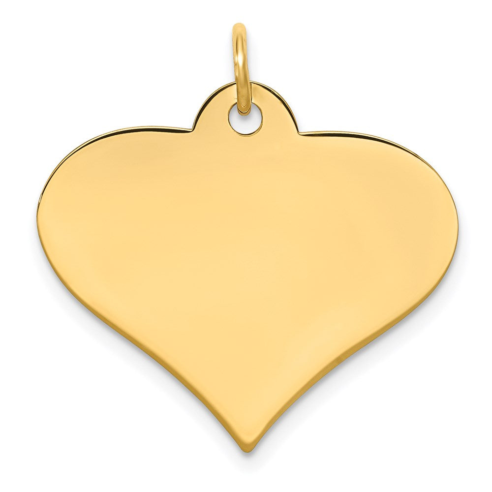 14k Yellow Gold Plain .018 Gauge Engraveable Heart Disc Charm