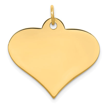 14k Yellow Gold Plain .018 Gauge Engraveable Heart Disc Charm