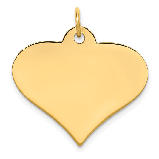 14k Yellow Gold Plain .018 Gauge Engraveable Heart Disc Charm
