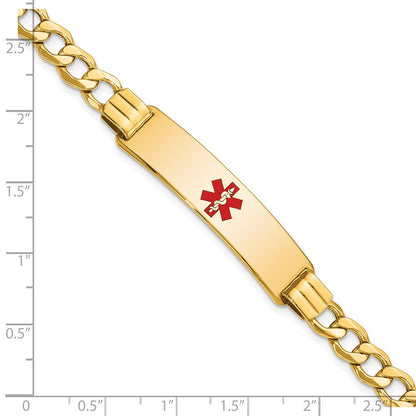 14K Semi-solid Medical Red Enamel Curb Link ID Bracelet