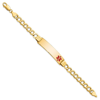 14K Semi-solid Medical Red Enamel Curb Link ID Bracelet