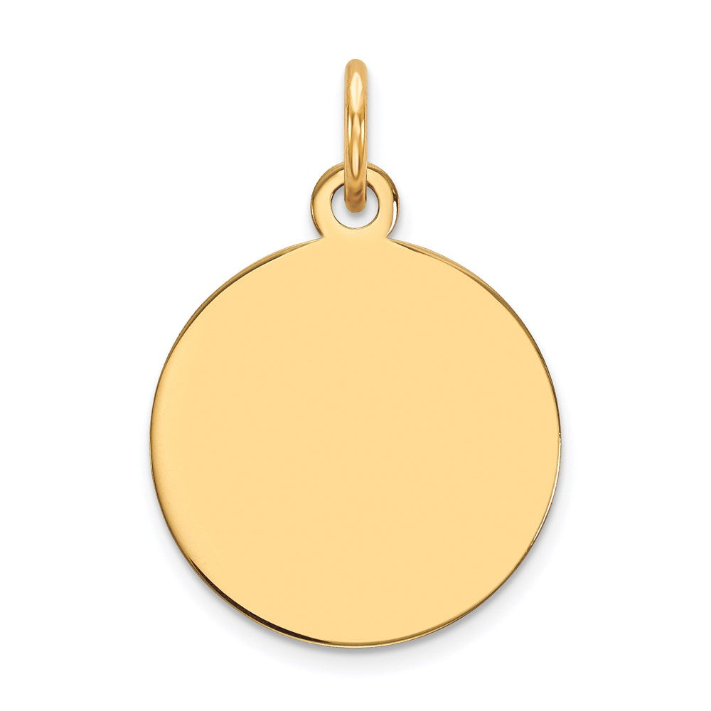 14k Yellow Gold Plain .018 Gauge Circular Engravable Disc Charm