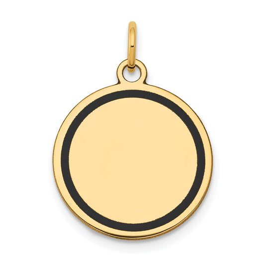 14k Yellow Gold w/Enamel .027 Gauge Circular Engravable Disc Charm