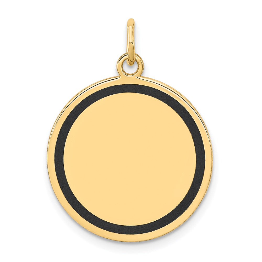 14k Yellow Gold w/Enamel .027 Gauge Circular Engravable Disc Charm