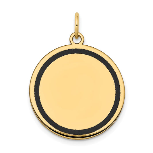 14k Yellow Gold w/Enamel .027 Gauge Circular Engravable Disc Charm