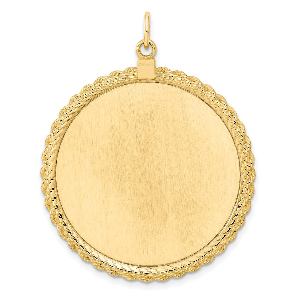 14k Yellow Gold Plain .013 Gauge Circular Engravable Disc with Rope Charm