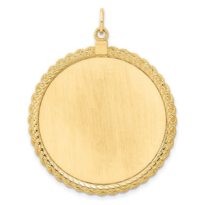 14k Yellow Gold Plain .013 Gauge Circular Engravable Disc with Rope Charm
