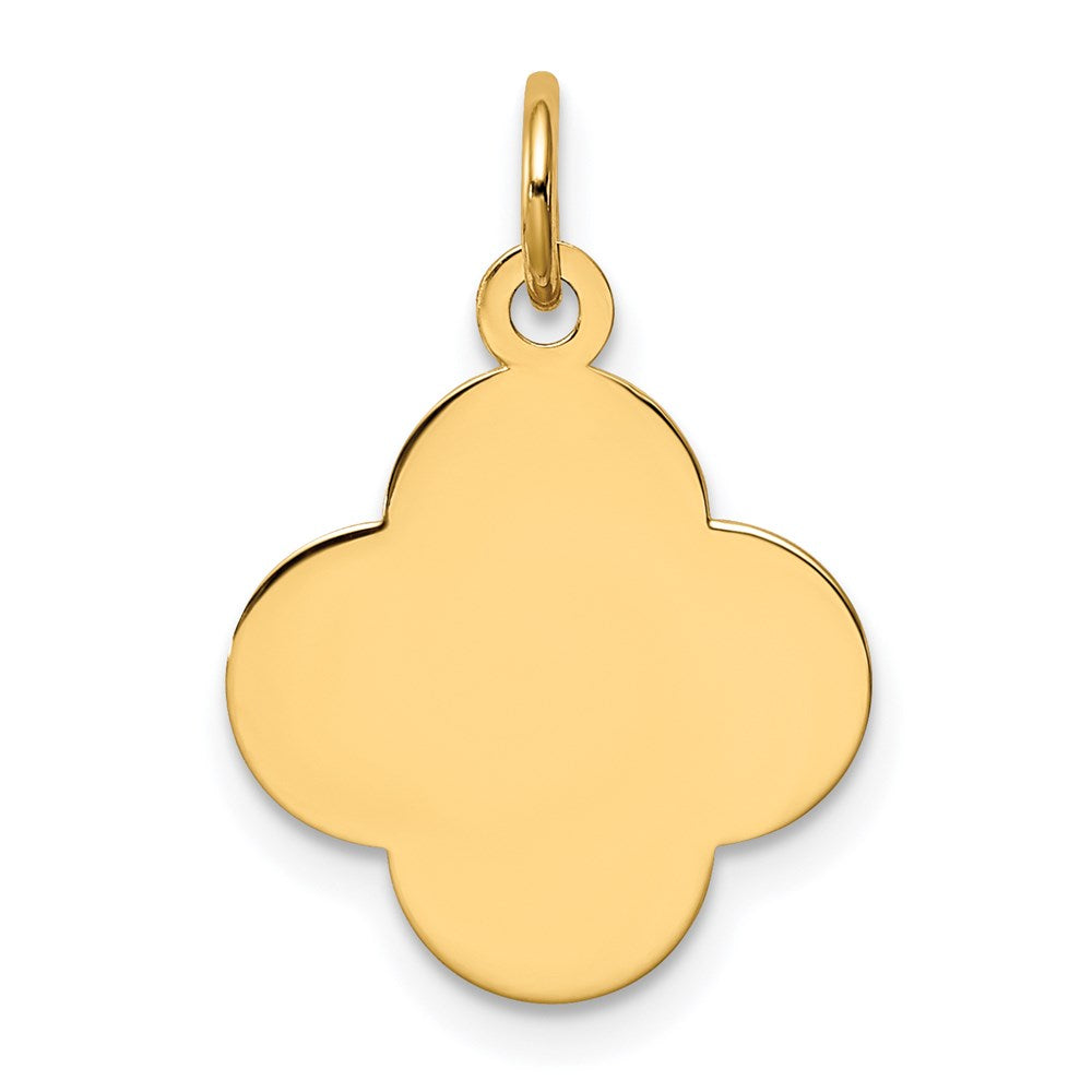 14k Yellow Gold Plain .027 Gauge Engravable Quadrafoil Disc Charm
