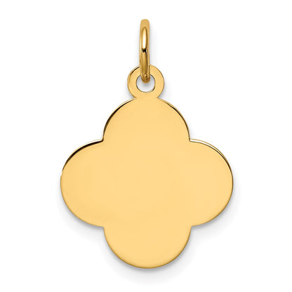 14k Yellow Gold Plain .027 Gauge Engravable Quadrafoil Disc Charm