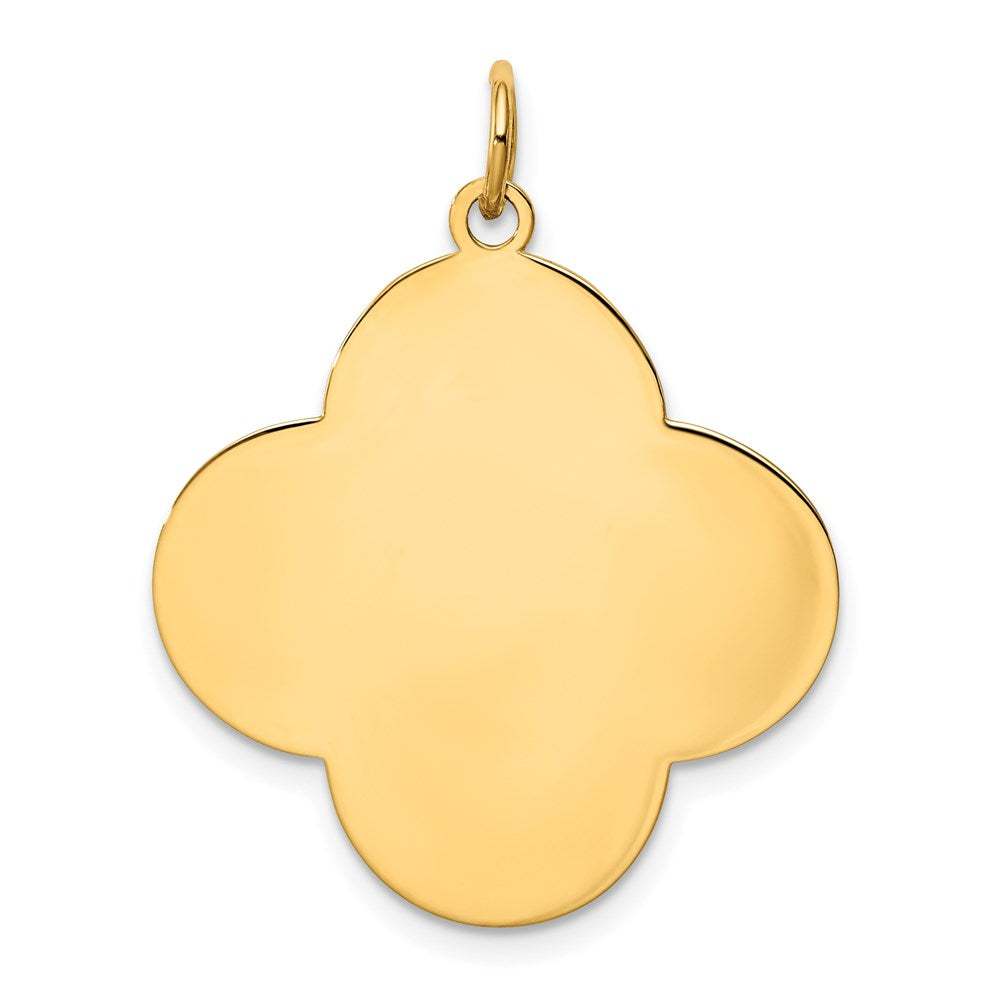 14k Yellow Gold Plain .018 Gauge Engravable Quadrafoil Disc Charm