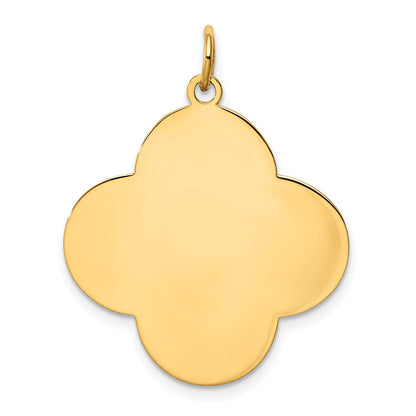 14k Yellow Gold Plain .027 Gauge Engravable Quadrafoil Disc Charm