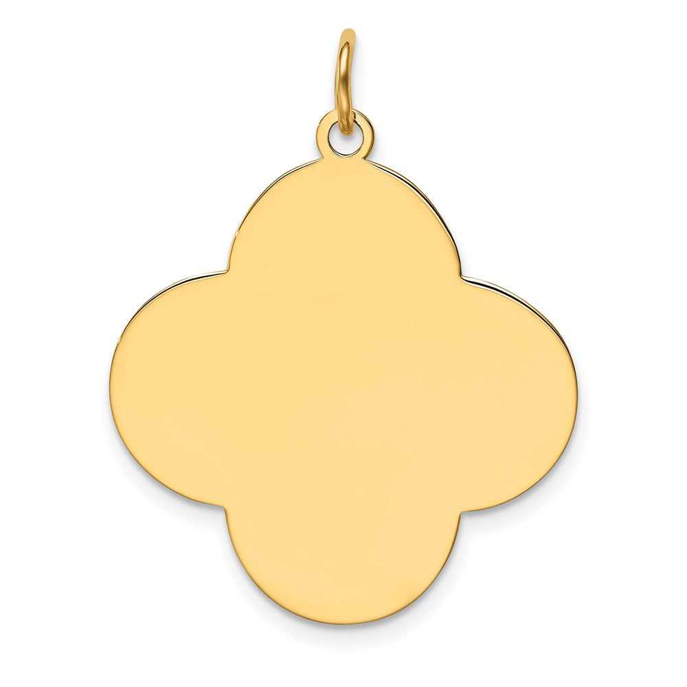 14k Yellow Gold Plain .018 Gauge Engravable Quadrafoil Disc Charm