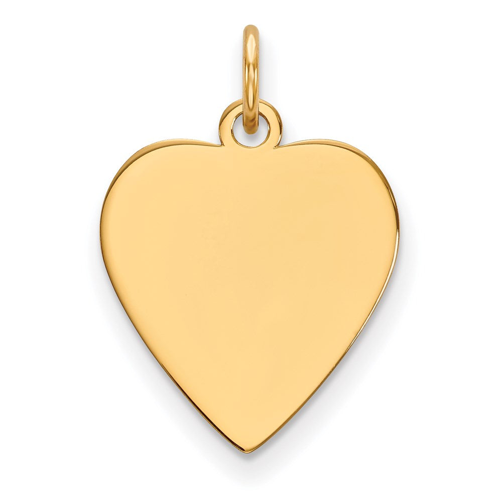 14k Yellow Gold Plain .035 Gauge Heart Engravable Disc Charm