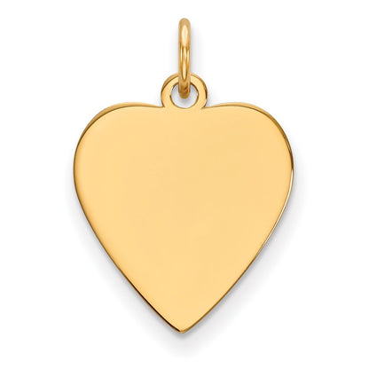 14k Yellow Gold Plain .035 Gauge Heart Engravable Disc Charm
