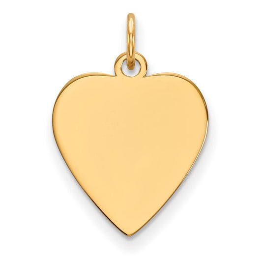 14k Yellow Gold Plain .035 Gauge Heart Engravable Disc Charm