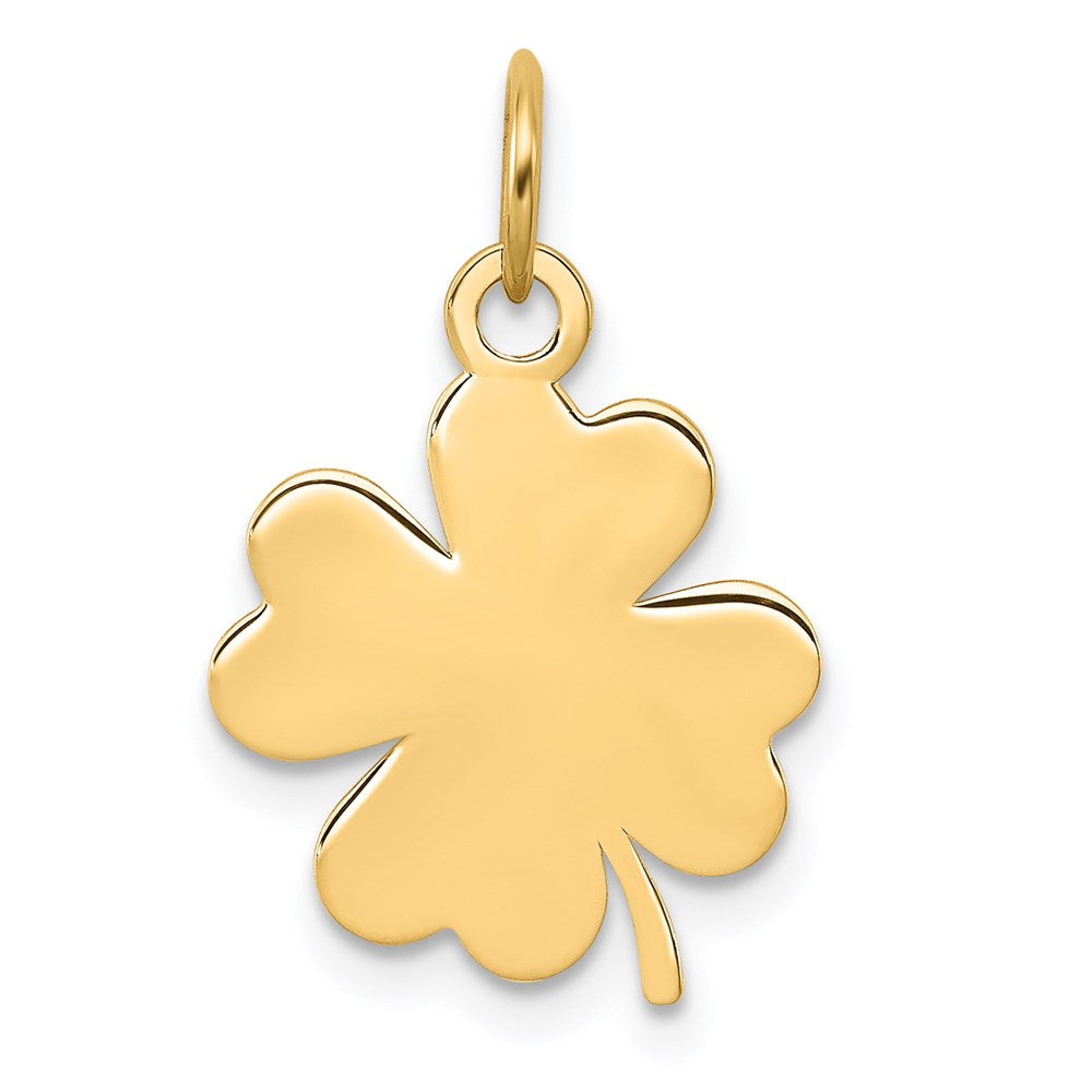 14k Yellow Gold Plain .018 Gauge Engravable Clover Disc Charm