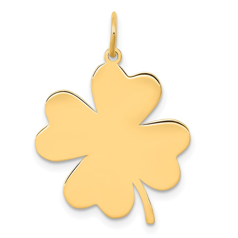 14k Yellow Gold Plain .018 Gauge Engravable Clover Disc Charm