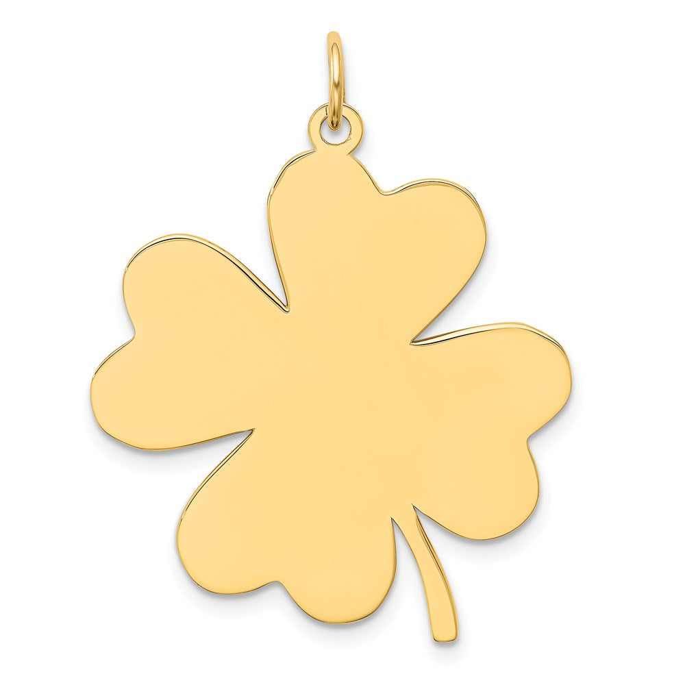 14k Yellow Gold Plain .018 Gauge Engravable Clover Disc Charm