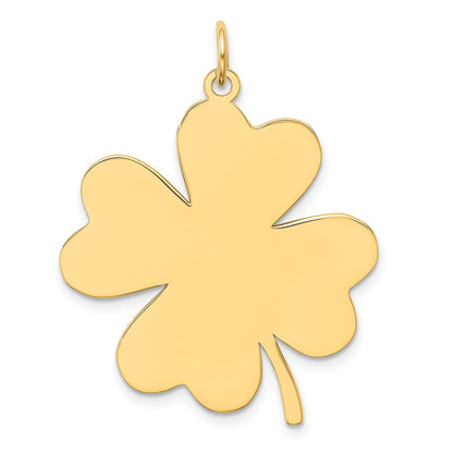 14k Yellow Gold Plain .018 Gauge Engravable Clover Disc Charm