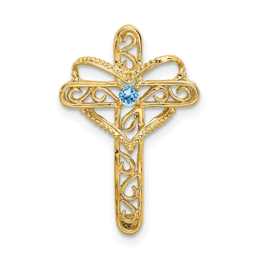 14k Genuine 1 Stone Mother's Cross Pendant