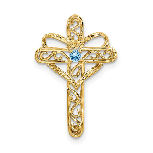 14k Genuine 1 Stone Mother's Cross Pendant
