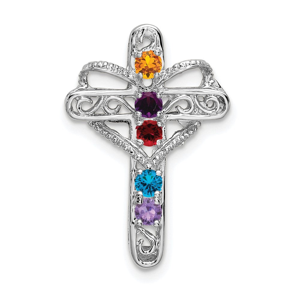 14k White Gold Genuine Mother's Cross Pendant