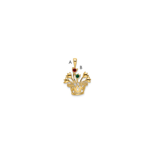 14k Genuine Natural Diamond Mother's Pendant