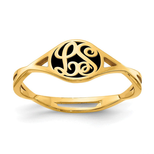 14k yellow gold twisted band initial ring xnr101y
