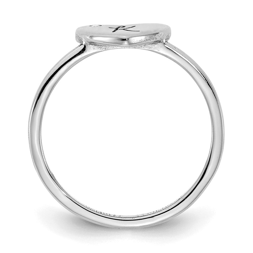 10k white gold initial heart with real diamond signet ring 10xnr125w