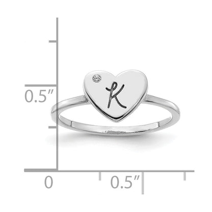 10k white gold initial heart with real diamond signet ring 10xnr125w
