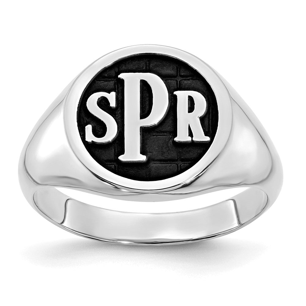 10k white gold polished with antiqued background monogram signet ring 10xnr44w