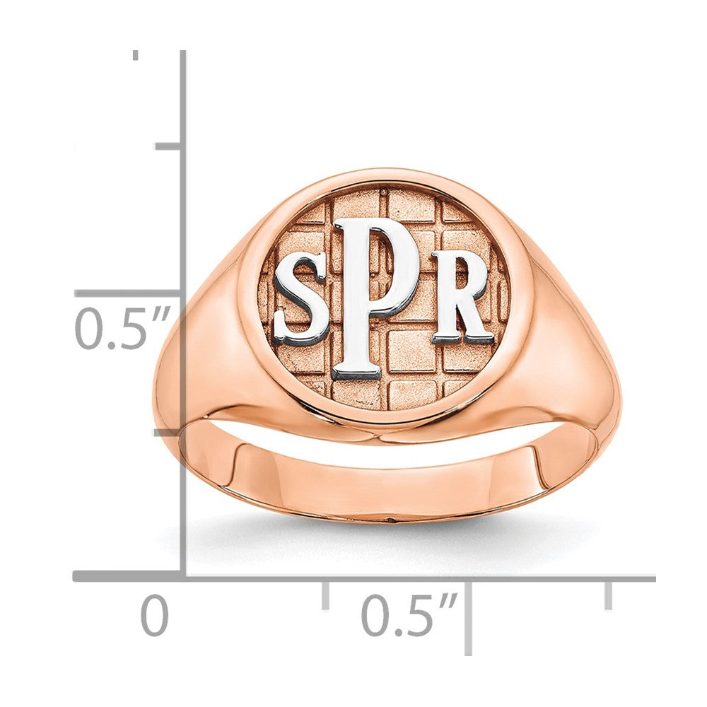 14k rose gold polished monogram signet ring xnr45r