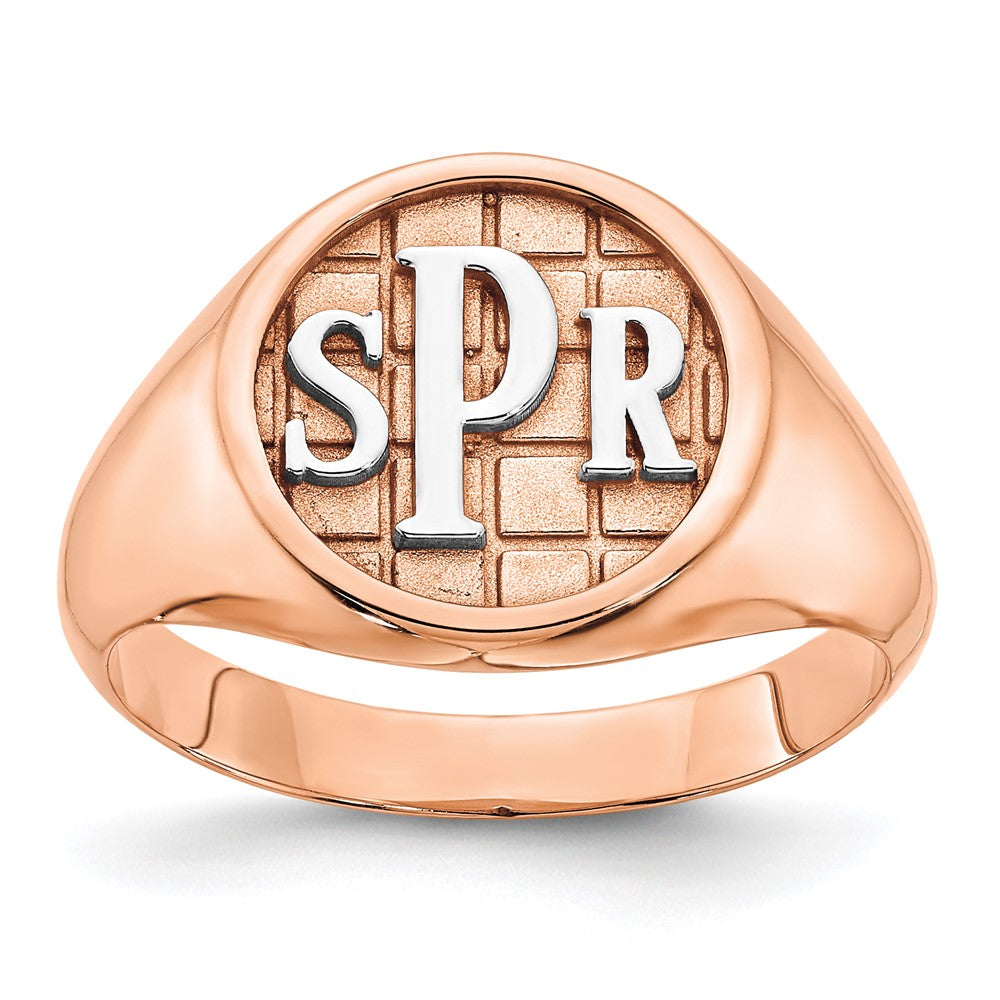 14k rose gold polished monogram signet ring xnr45r