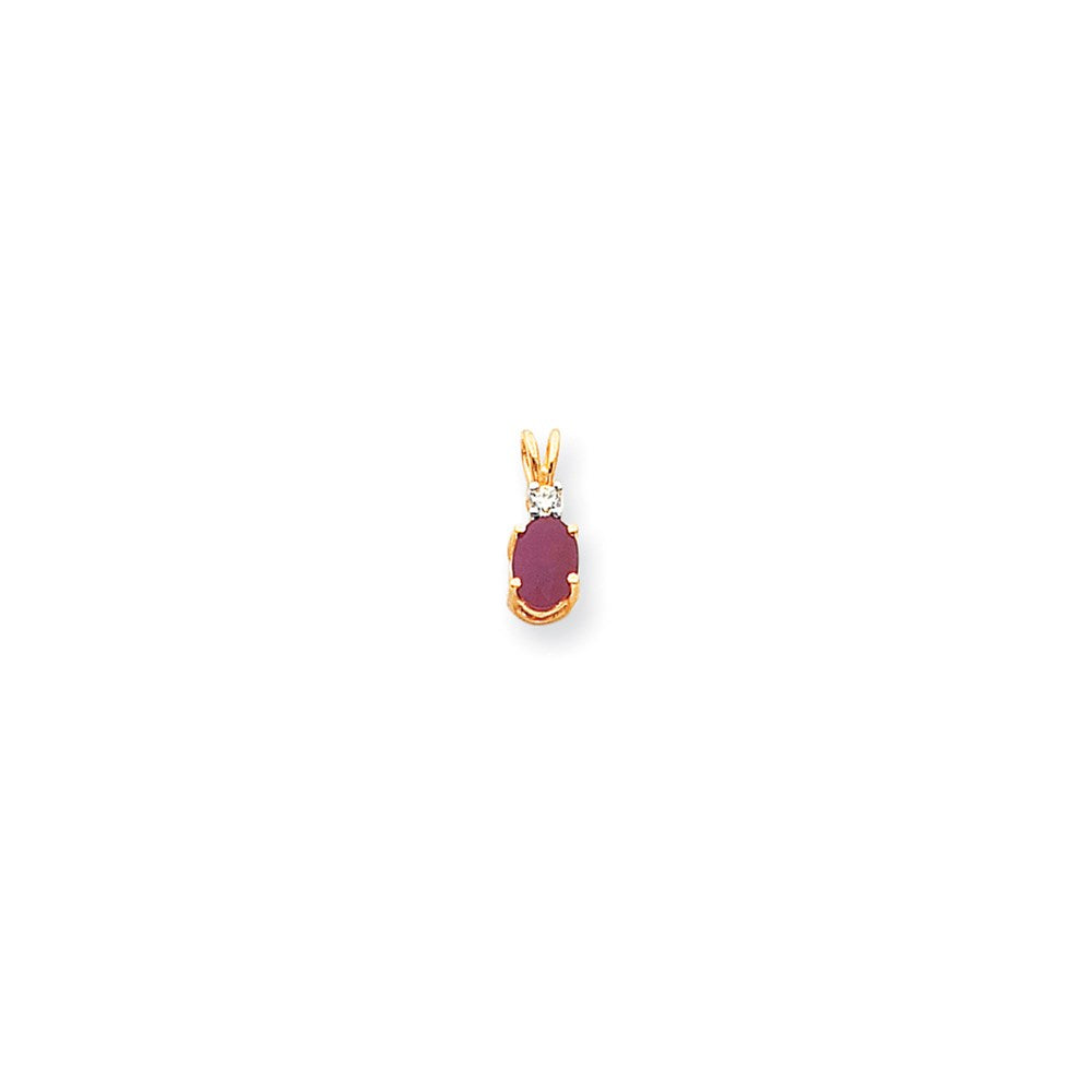 14k yellow gold 7x5mm oval ruby aaa real diamond pendant xp1004r aaa