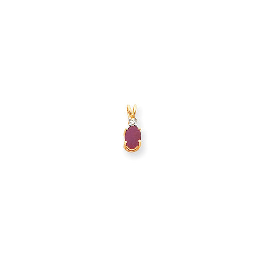 14k yellow gold 7x5mm oval ruby aaa real diamond pendant xp1004r aaa