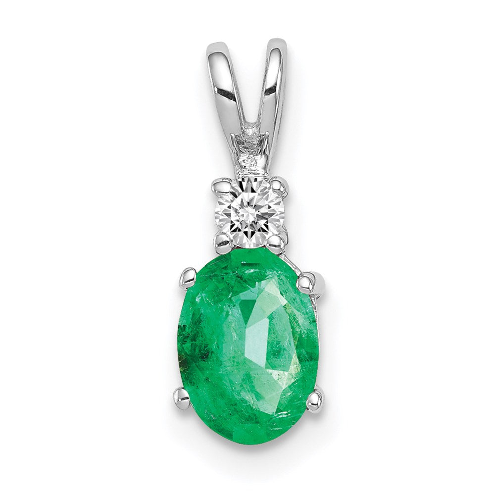 14k white gold 7x5mm oval emerald vs real diamond pendant xp1005e vs