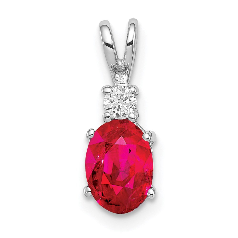 14k White Gold Ruby Diamond Pendant